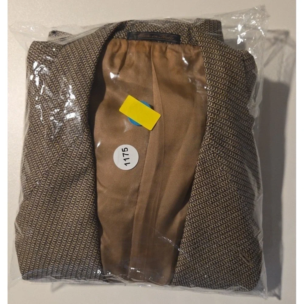 Linea Trussini Nuova Brown Micro Pattern Wool‎ Blazer, Men's 40R Sport Coat